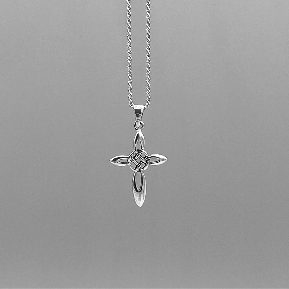 Sterling Silver Celtic Necklace, Cross Necklace